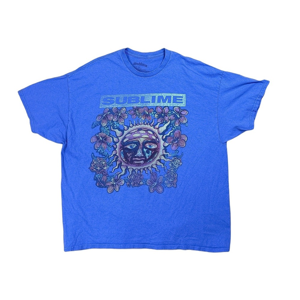 Sublime Graphic T-Shirt Mens XL Blue Good Sun Floral Band Tee Music 0734